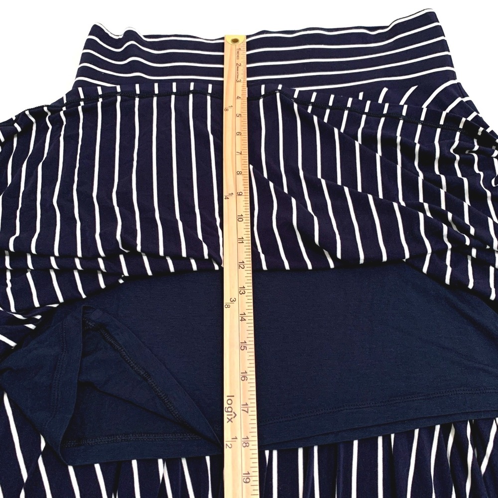 Cabi Handkerchief Hem Skirt Women Size L Navy White Striped Asymmetrical Pull On - Picture 7 of 9